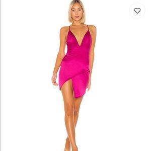 Superdown deep V magenta dress
